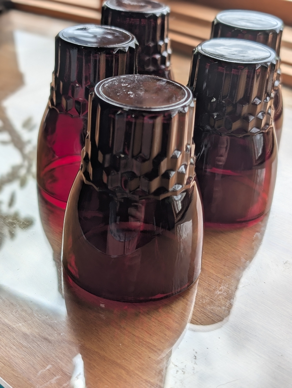 Vtg Anchor Hocking Royal Ruby Windsor Tumblers & Coronation Creamer Set - 7pc - Picture 17 of 17